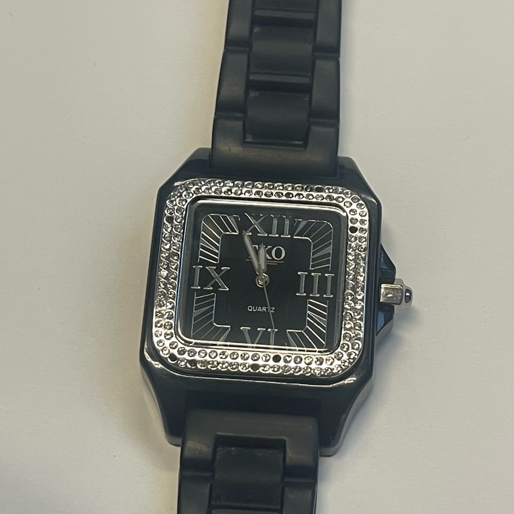 TKO ORLOGI Black Watch with Silver Accents Silicone Band Water Resisitant